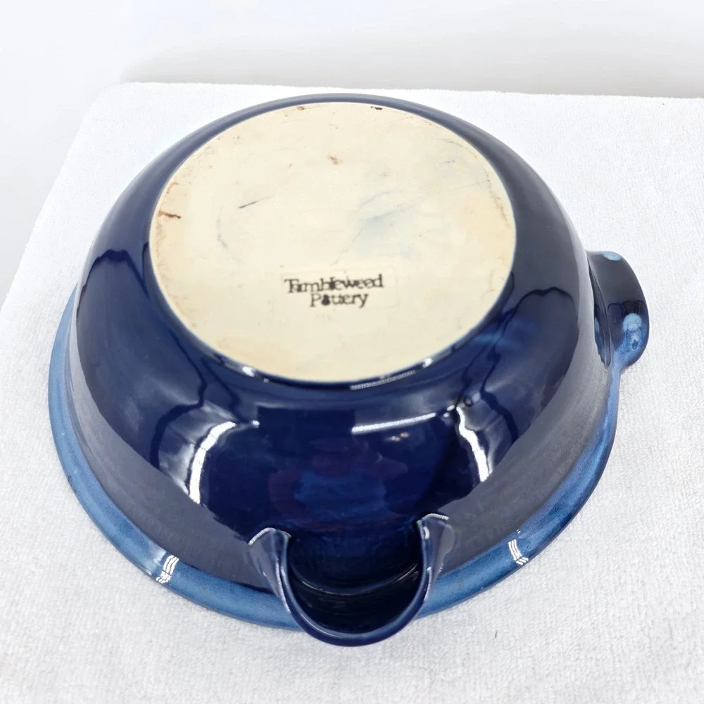 Tumbleweed Pottery Cobalt Blue Ceramic Chicken Baker Vertical Roaster Spout